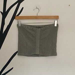 AEO sage green M ruched sleeveless crop top